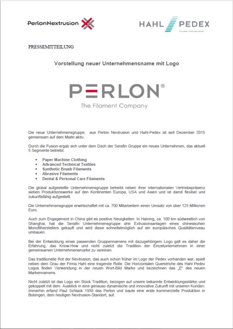 Logo Präsentation - Perlon Nextrusion